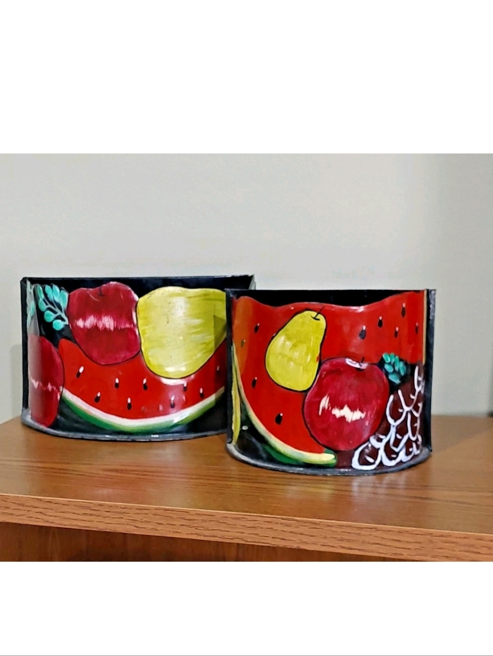 Hand-Painted Red Fruit Metal Planter - Home Accents